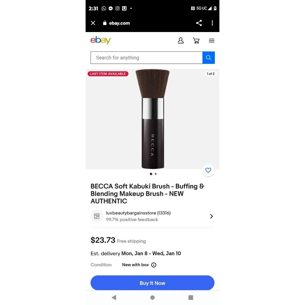 Becca Full size Soft Kabuki Brush for Powder Foundation Applicator, Blush,‎ GLOW